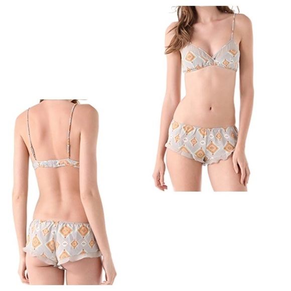 La Fee Verte Silk Bralette & Culotte Shorts: Set